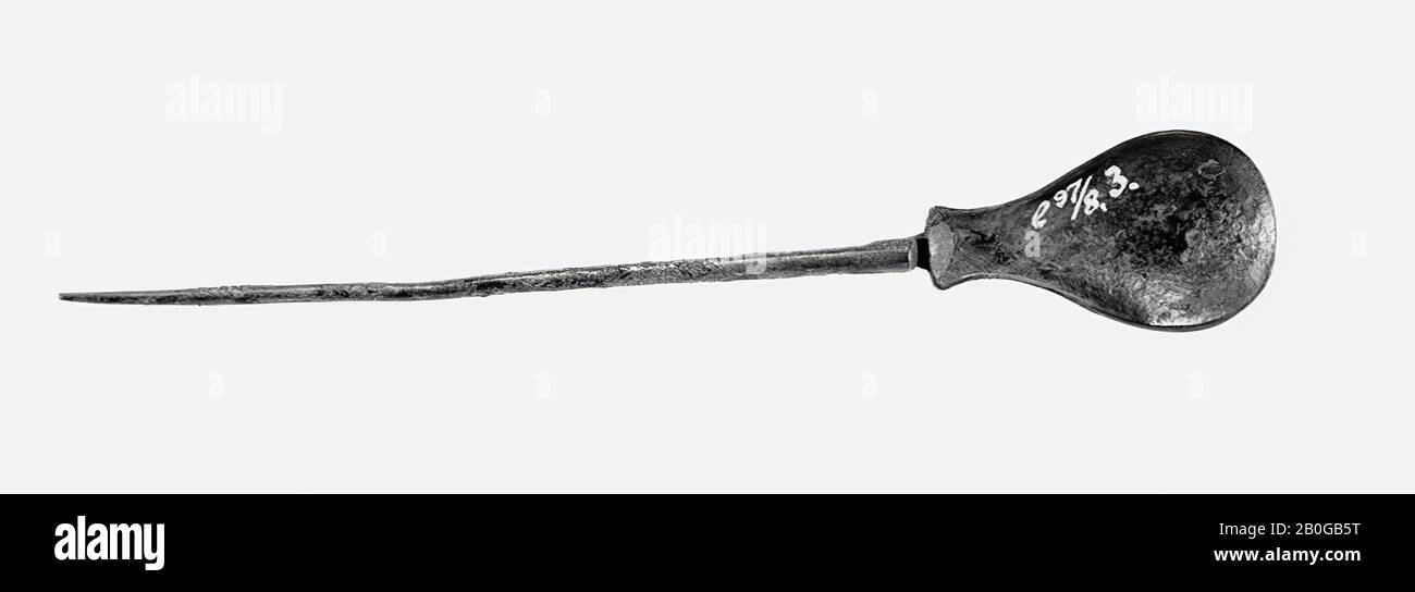 Silver spoon with long stalk, a so-called cochlear, spoon, metal ...