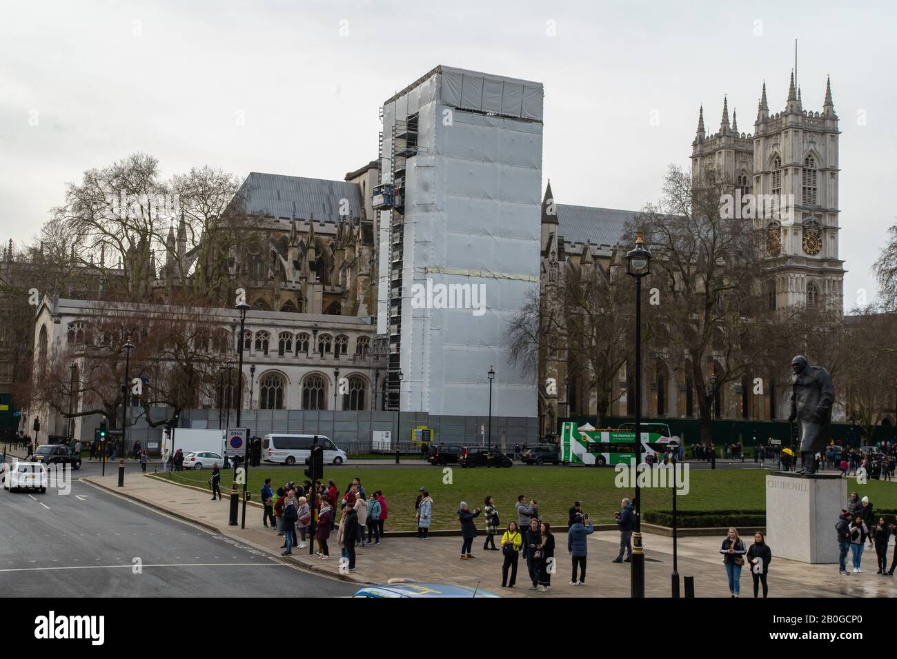 London's city tour on a bus Stock Photo