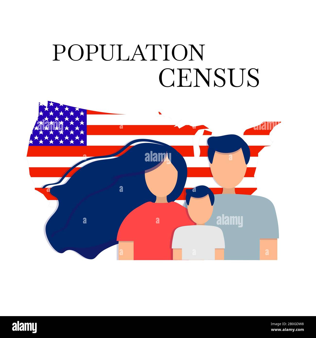 Population census. Silhouettes of man, woman and child against the ...