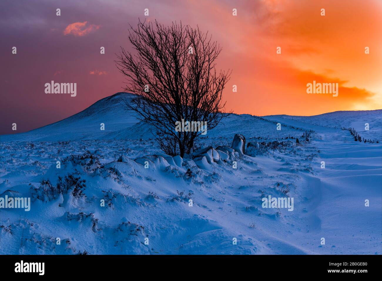 Dawn over the East Lomond hill in the county of Fife, Scotland, UK