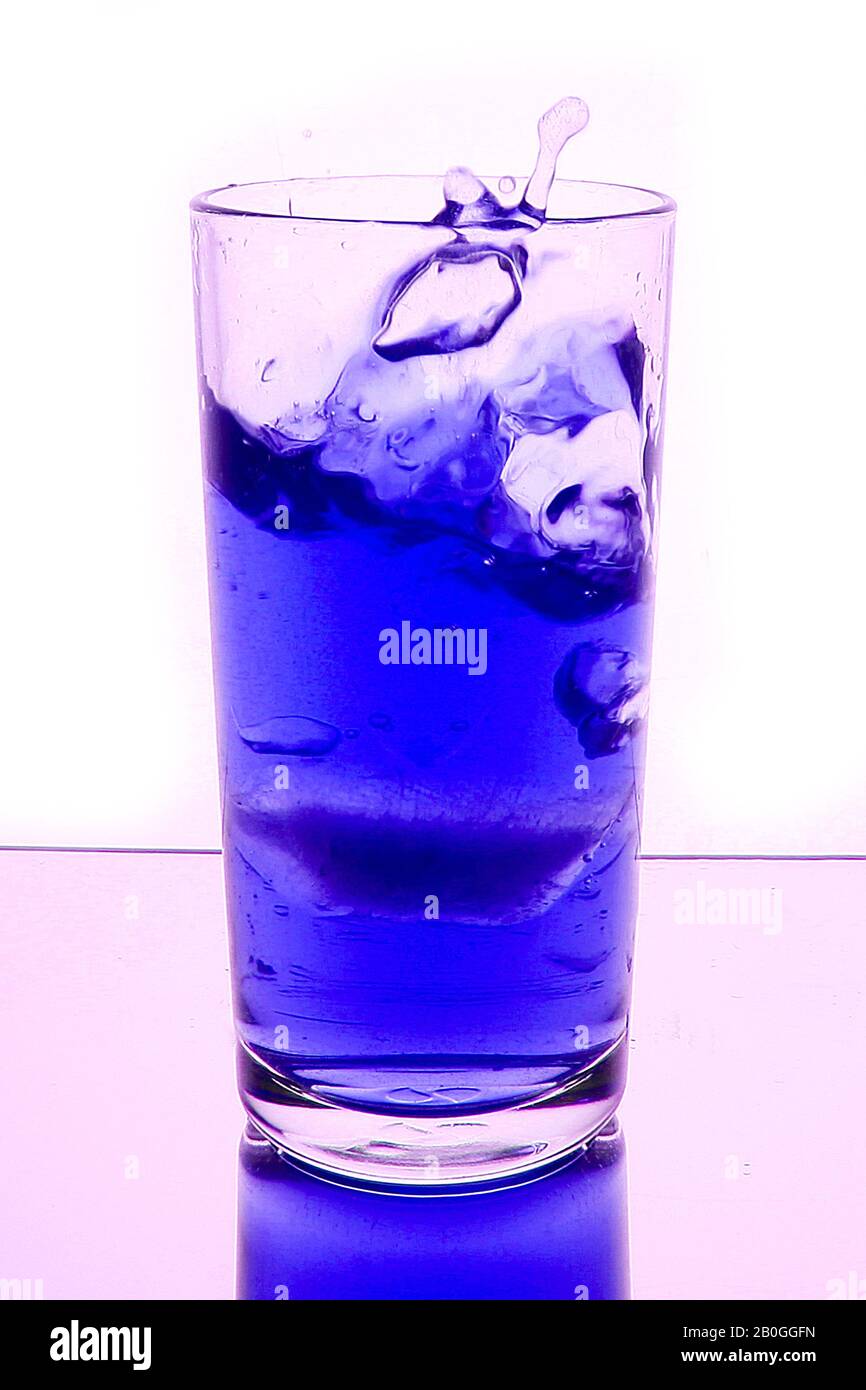 refreshing blue fruit flavoured drink with ice Stock Photo