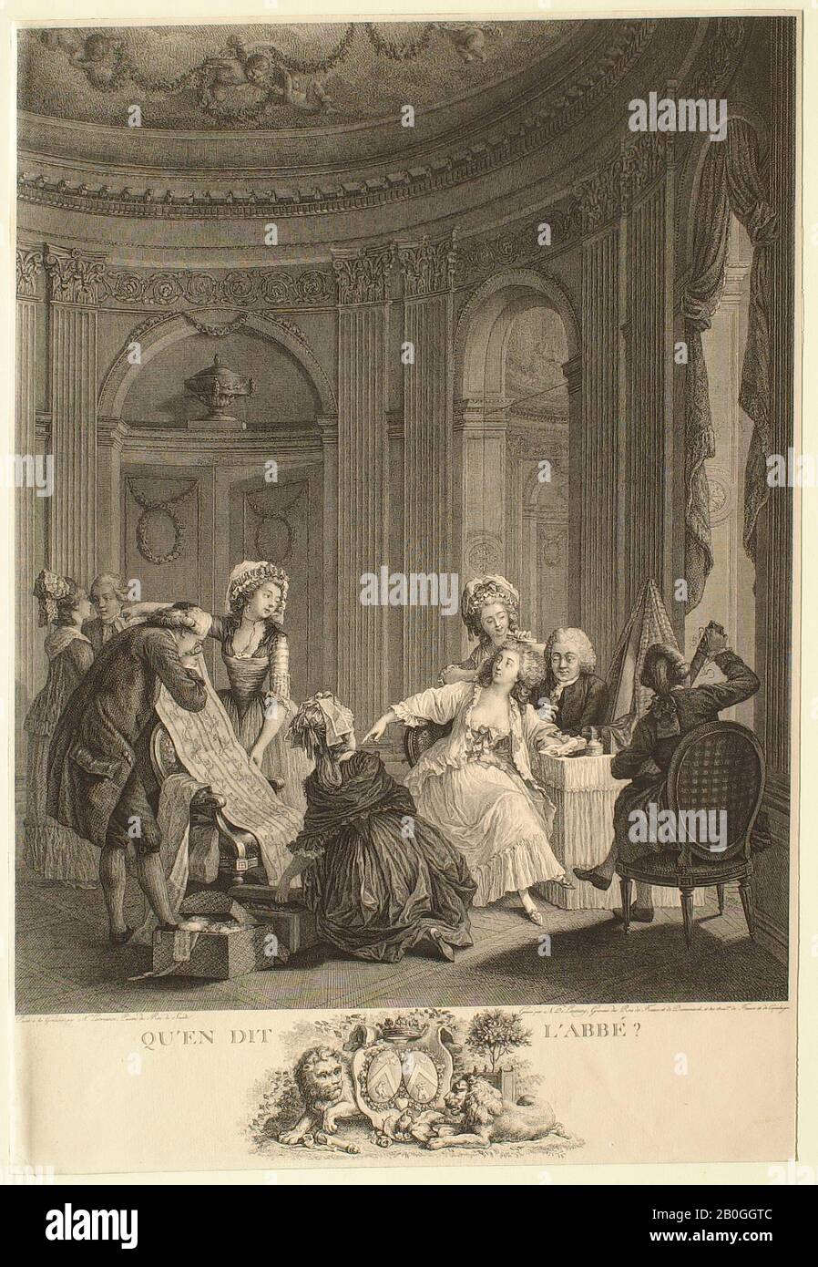 Nicolas Delaunay, French, 1739–1792, After Niclas Lafrensen, the younger, (Swedish, 1737–1807), Qu'en dit l'abbé?, 1749–1792, Etching and engraving on paper, image: 15 3/16 x 11 15/16 in. (38.5 x 30.3 cm Stock Photo