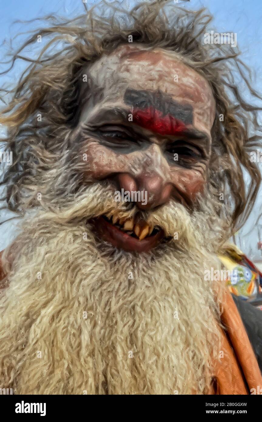Digital Painting Aghori Sadhu-1 A close -up of a smiling Aghori ...