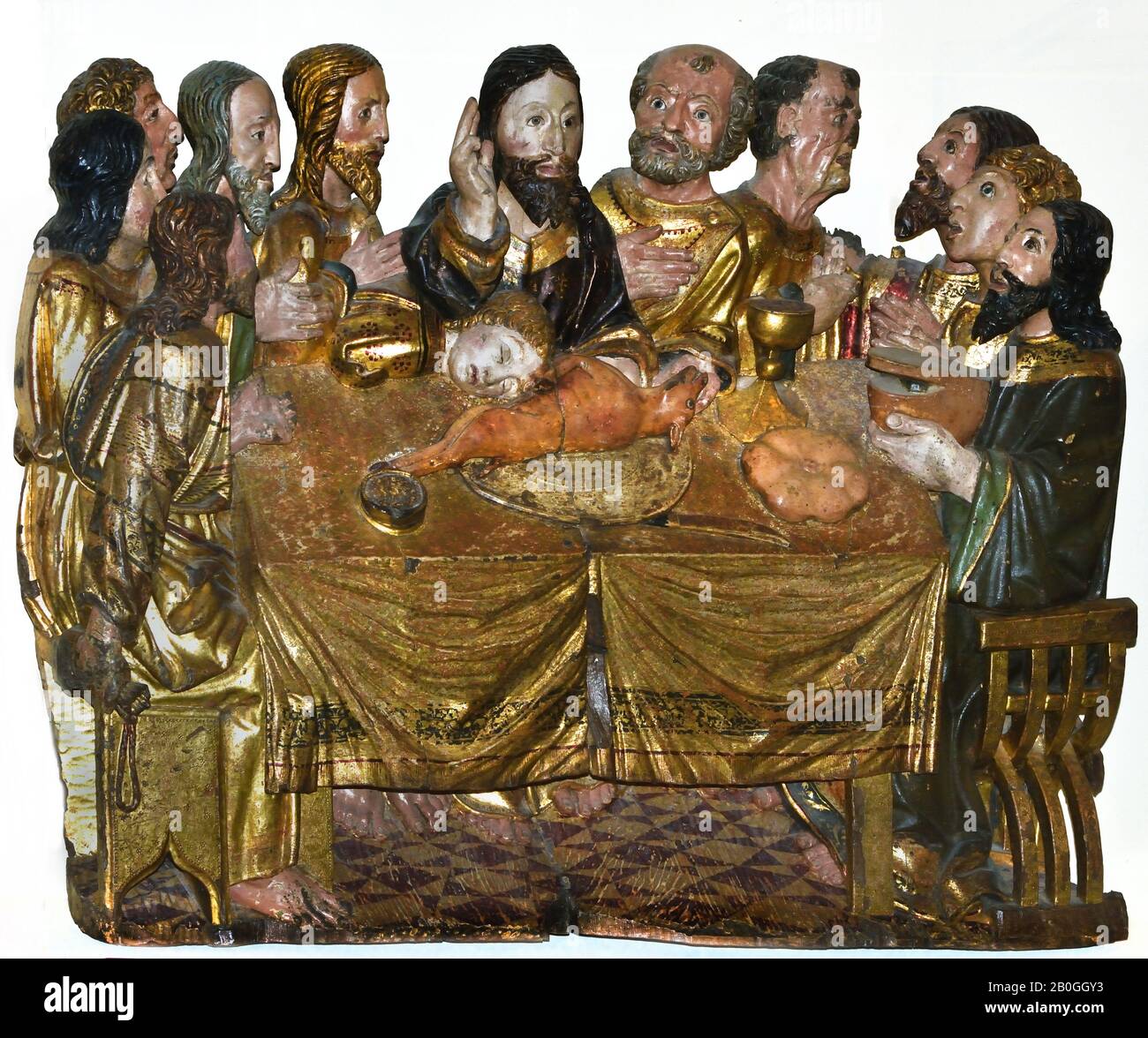 Relieve de la Ultima Cena - Relief of the Last Supper  16th Century Parish of Santa Maria Aranda (Burgos)  Spain Spanish Stock Photo