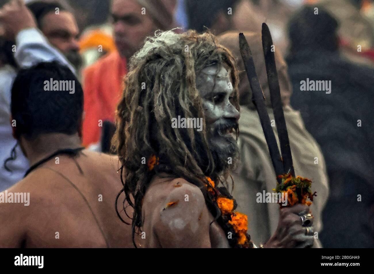 Digital Painting Aghori Sadhu-5: Aghori Sadhu with long hairs, ash ...