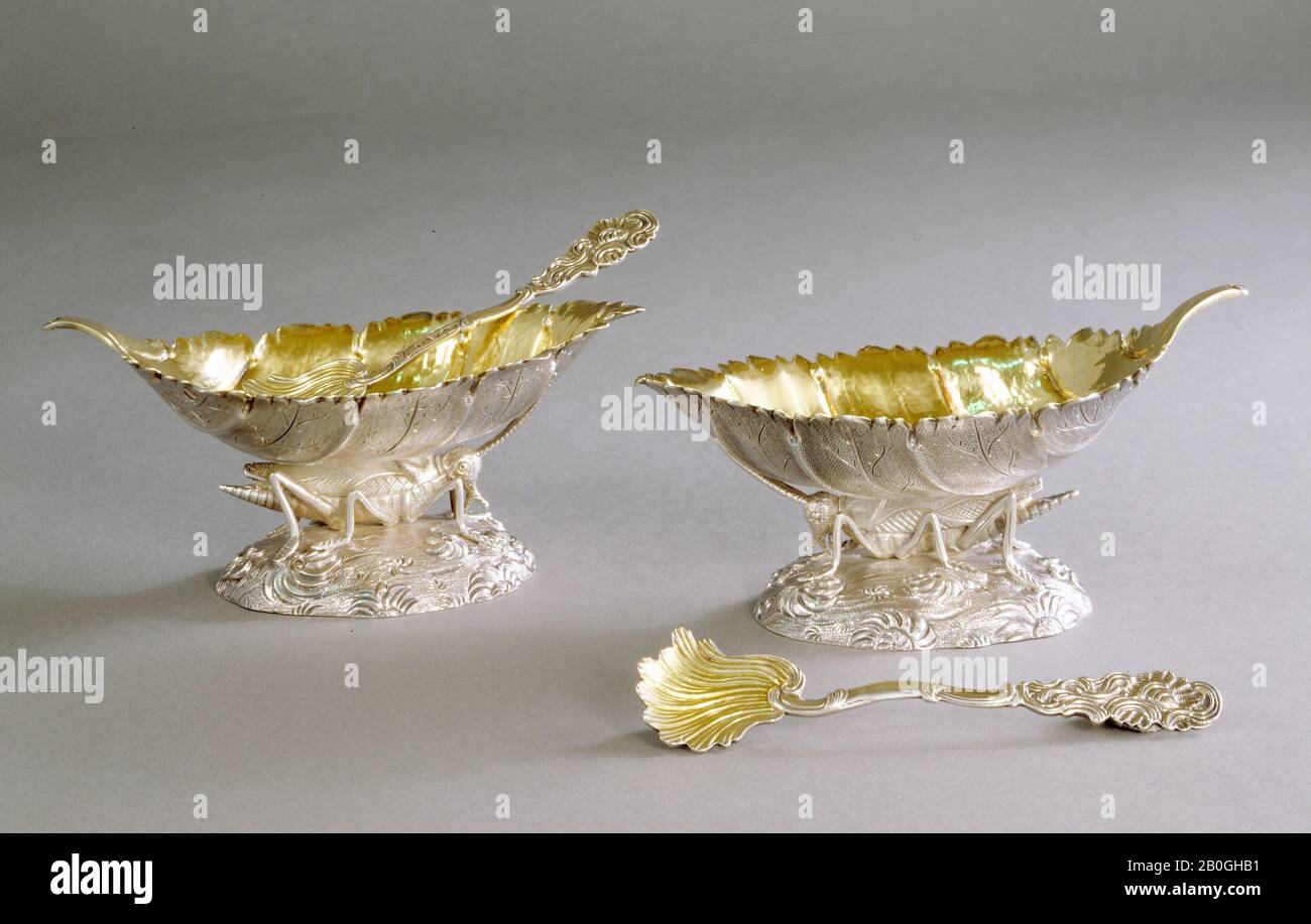 Joseph Angell, British, free 1804; died c. 1851–53, Pair of Salts and Spoons, 1818/19, Parcel-gilt silver Stock Photo