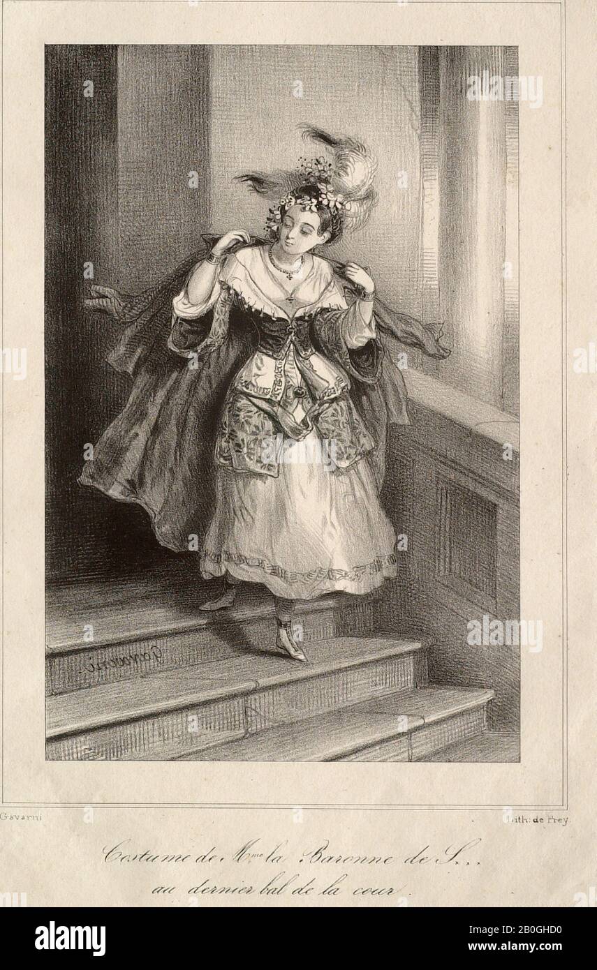 Paul Gavarni, French, 1804–1866, L'Artiste: Costume de Mme la Baronne de  S... au Dernier Bal de la Cour, 1814–1866, Lithograph on paper, image: 6  9/16 x 4 3/8 in. (16.7 x 11.1 cm Stock Photo - Alamy