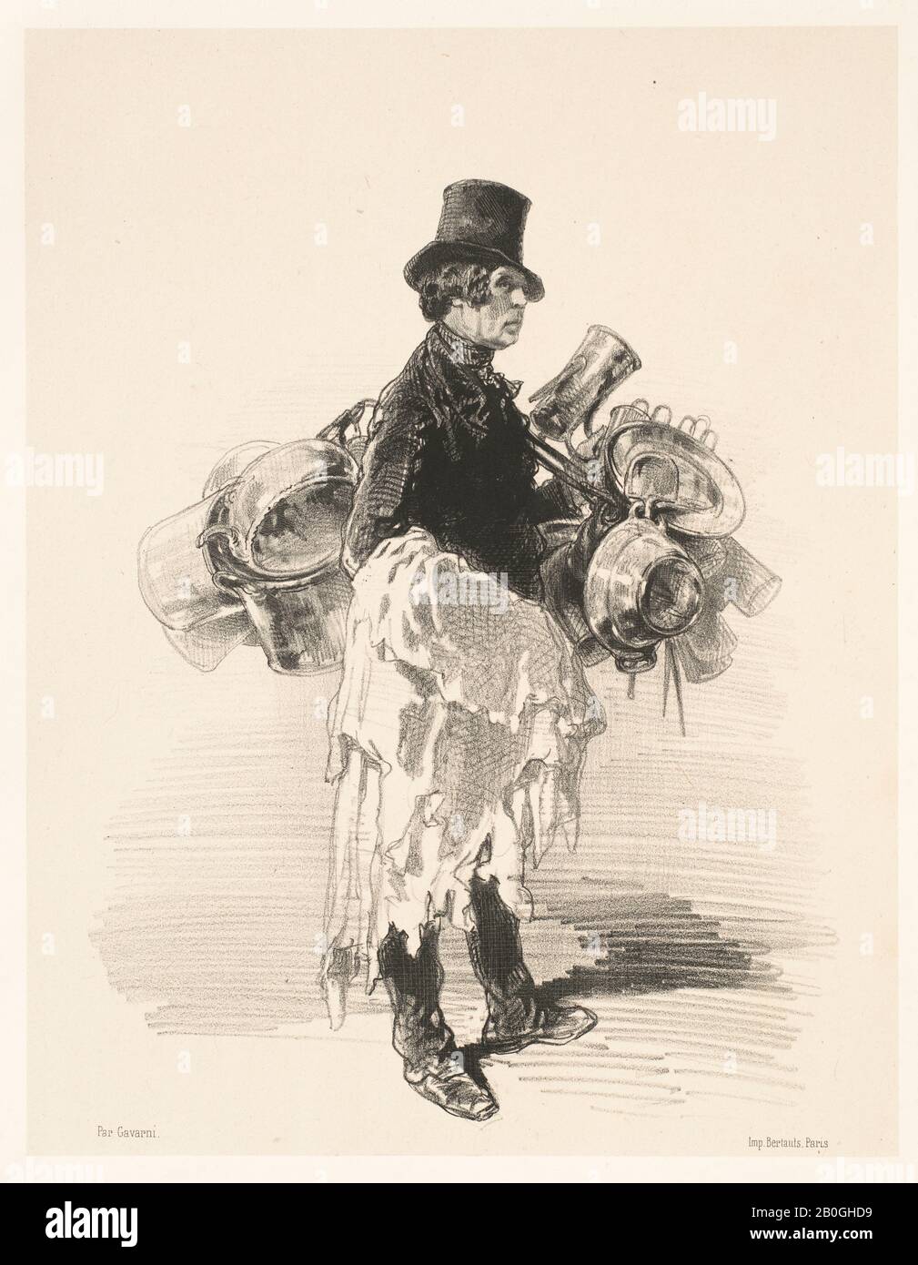 Paul Gavarni, French, 1804–1866, Marchand de casseroles, 1814–1866, Lithograph on paper, image: 10 1/16 x 7 3/4 in. (25.5 x 19.7 cm Stock Photo