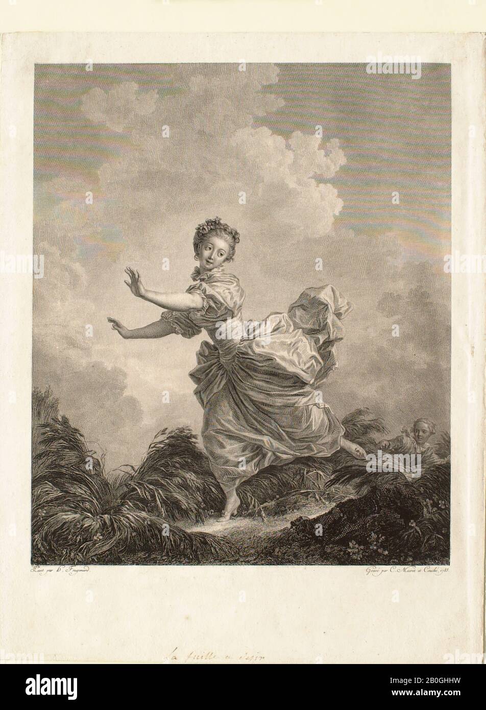 Jacques Couché, French, 1759–after 1808, After Jean-Honoré Fragonard, (French, 1732–1806), La fuite à dessein, 1783, Etching and engraving on laid paper, image: 11 5/8 x 9 11/16 in. (29.5 x 24.6 cm Stock Photo