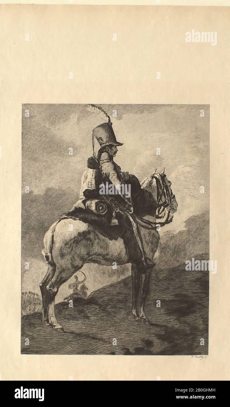 Charles Courtry, French, 1846–1897, After Théodore Géricault, (French, 1791–1824), Trumpeter of the Hussars, c. 1870, Engraving, etching and drypoint on wove paper, image: 9 1/8 x 6 13/16 in. (23.2 x 17.3 cm Stock Photo