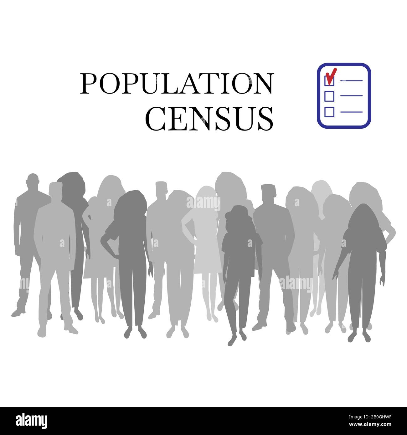 Electronic population census a diverse silhouettes group of people ...