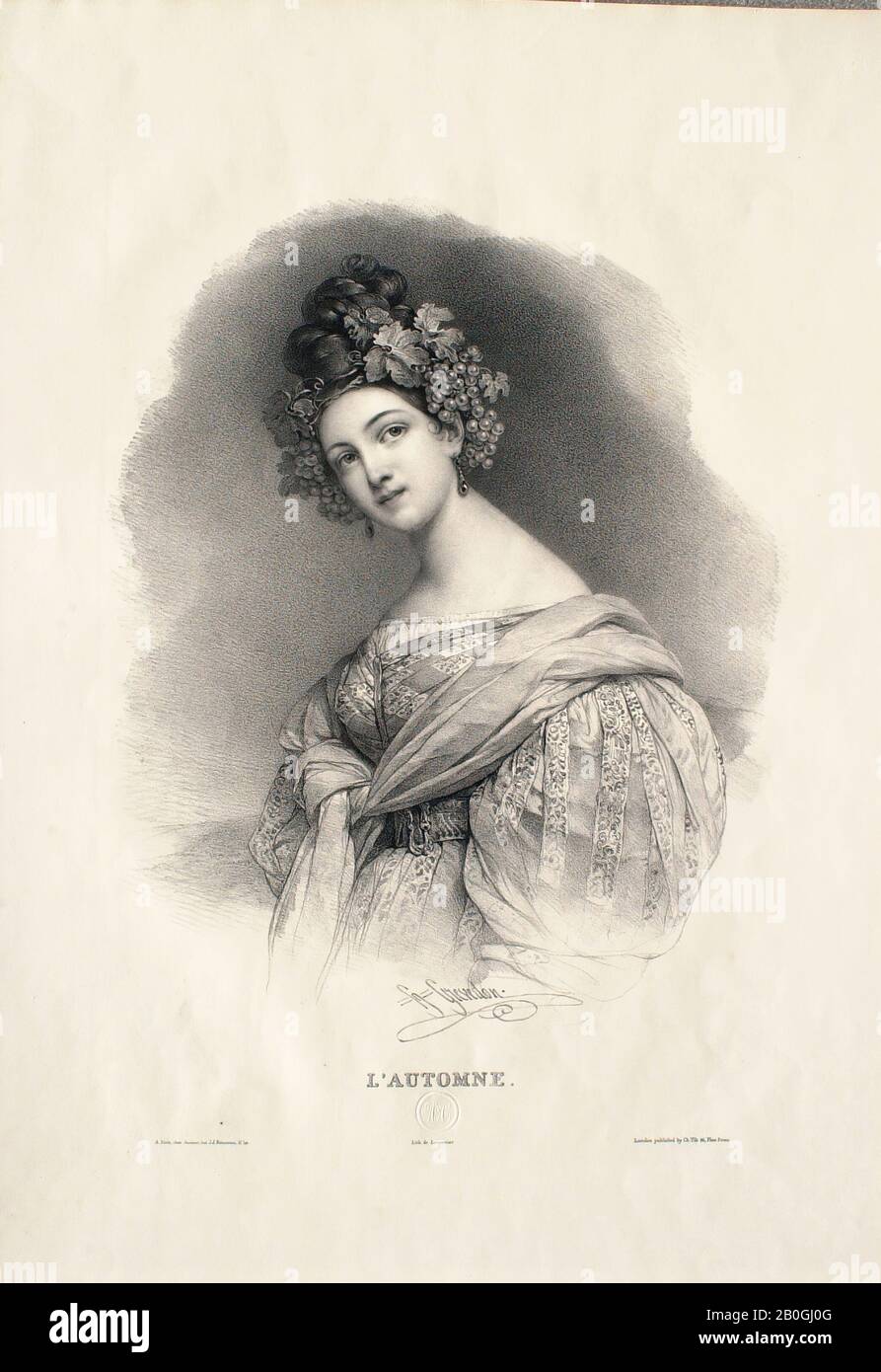 Henri Grevedon, French, 1776–1860, Les quatre saisons: L'automne, 1786–1860, Lithograph on wove paper, sheet: 22 1/4 x 15 1/2 in. (56.5 x 39.4 cm Stock Photo