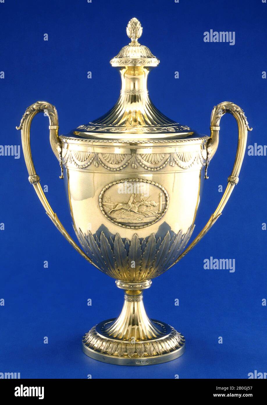 Paul Storr, English, 1771–1844, Two-Handled Cup and Cover, 1797/98, Silver gilt, 18 5/16 x 12 3/4 x 8 1/8 in. (46.5 x 32.4 x 20.6 cm Stock Photo