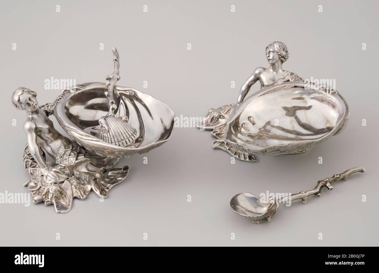 Paul de Lamerie, English, 1688–1751, Set of Four Salts and Spoons, 1739/40, Silver Stock Photo