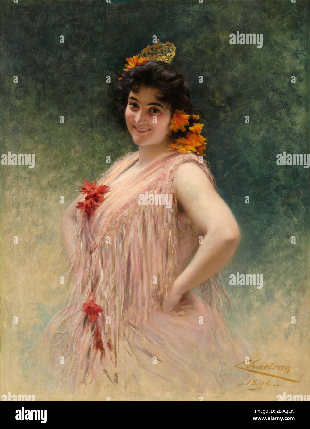 Théobald Chartran, French, 1849–1907, Emma Calvé as Carmen, 1894, Oil on canvas, 45 13/16 x 35 1/2 in. (116.4 x 90.2 cm Stock Photo