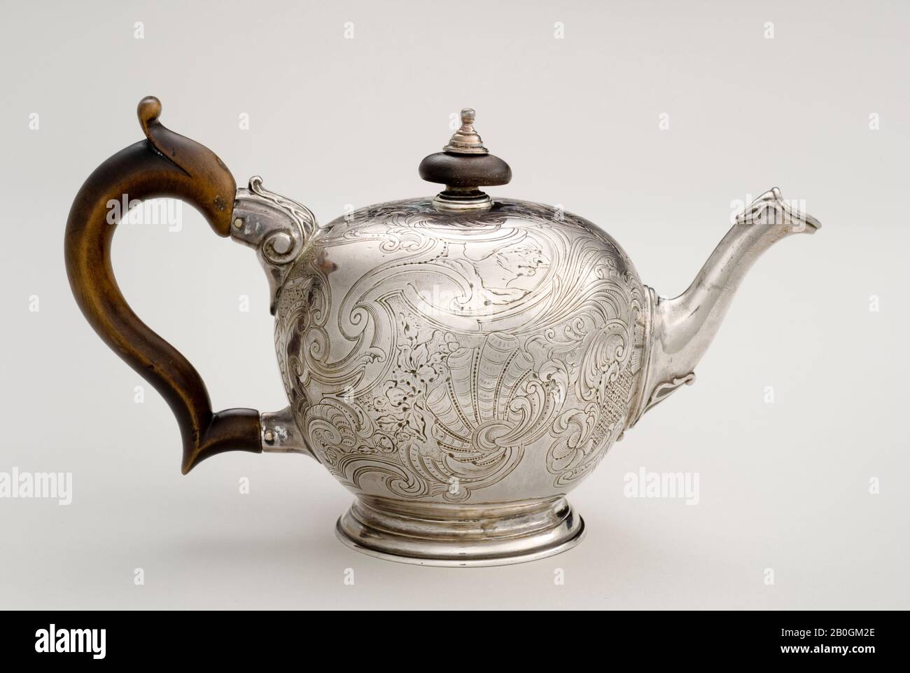 John Swift, English, free 1725, Teapot, 1735/36, Silver and wood, Overall: 4 7/16 in. (11.3 cm Stock Photo