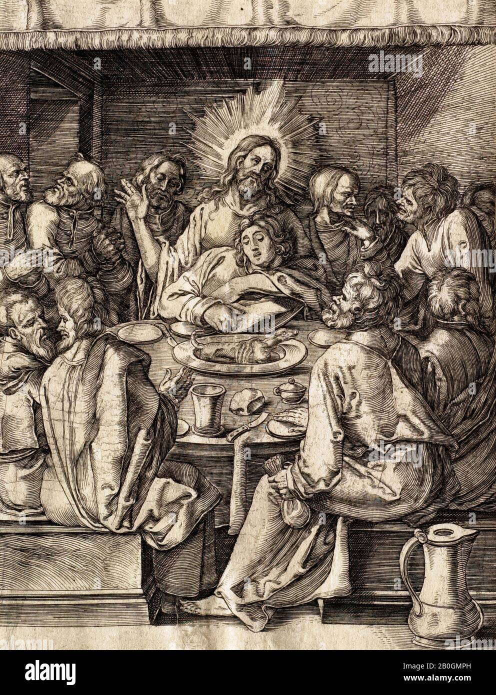 After Albrecht Dürer, German, 1471–1528, The Last Supper, 1514, Engraving on paper, Image: 5 x 3 13/16 in. (12.7 x 9.7 cm Stock Photo