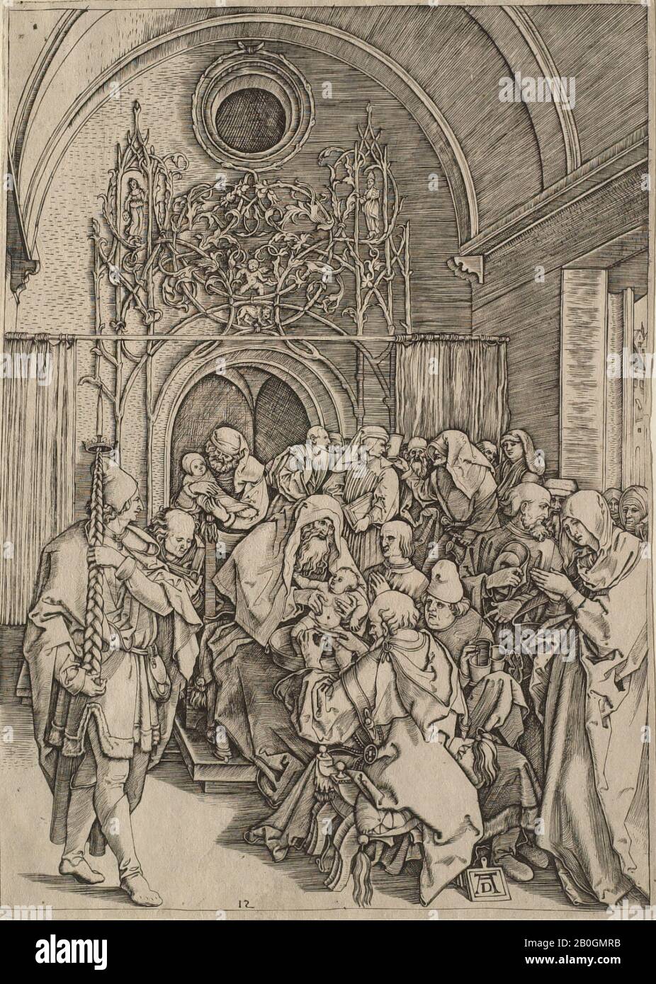 After Albrecht Dürer, German, 1471–1528, The Circumcision, 1514, Engraving on paper, Border: 11 5/8 x 8 3/8 in. (29.6 x 21.3 cm Stock Photo