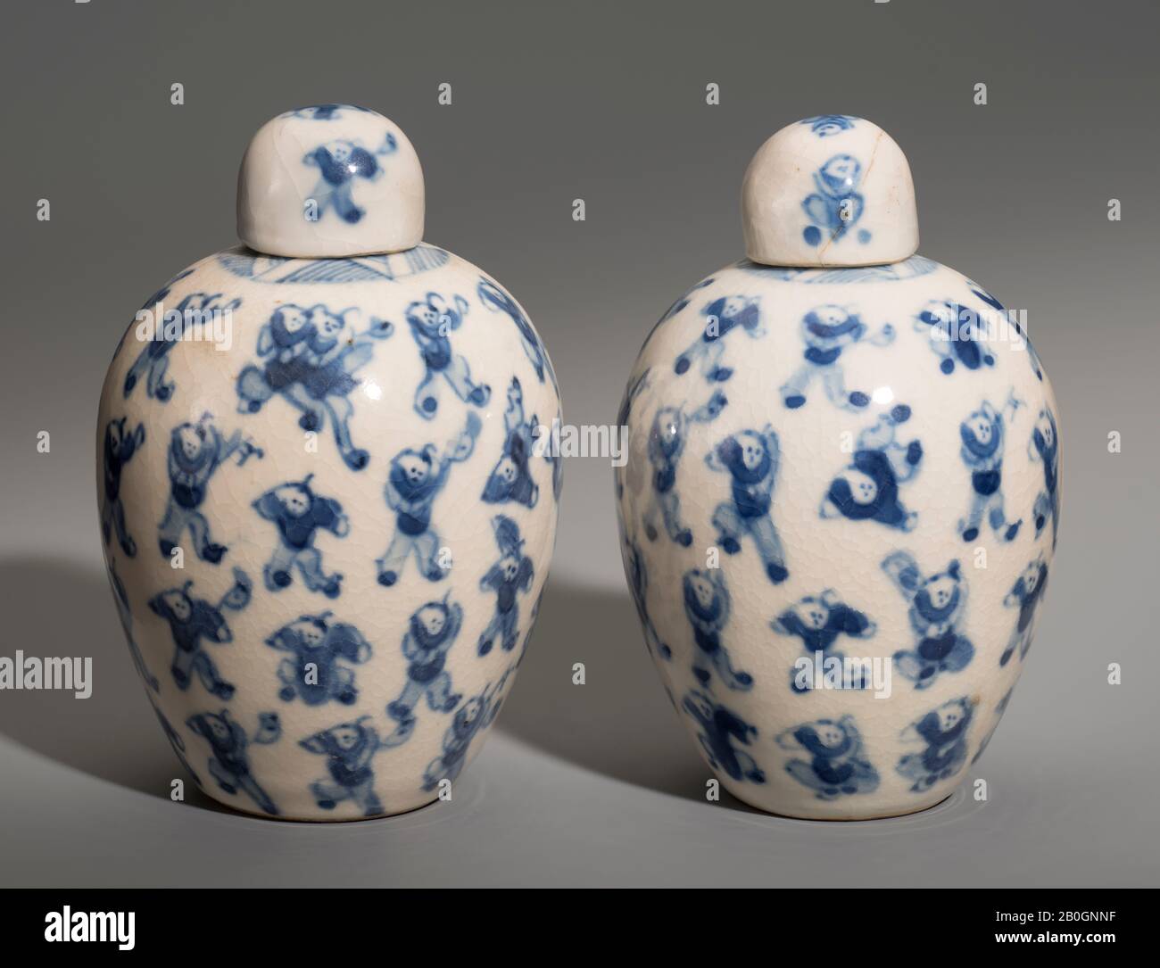 Chinese, Pair of Snuff Bottles, Porcelain, Height: 3 1/8 in. (7.9 cm Stock Photo