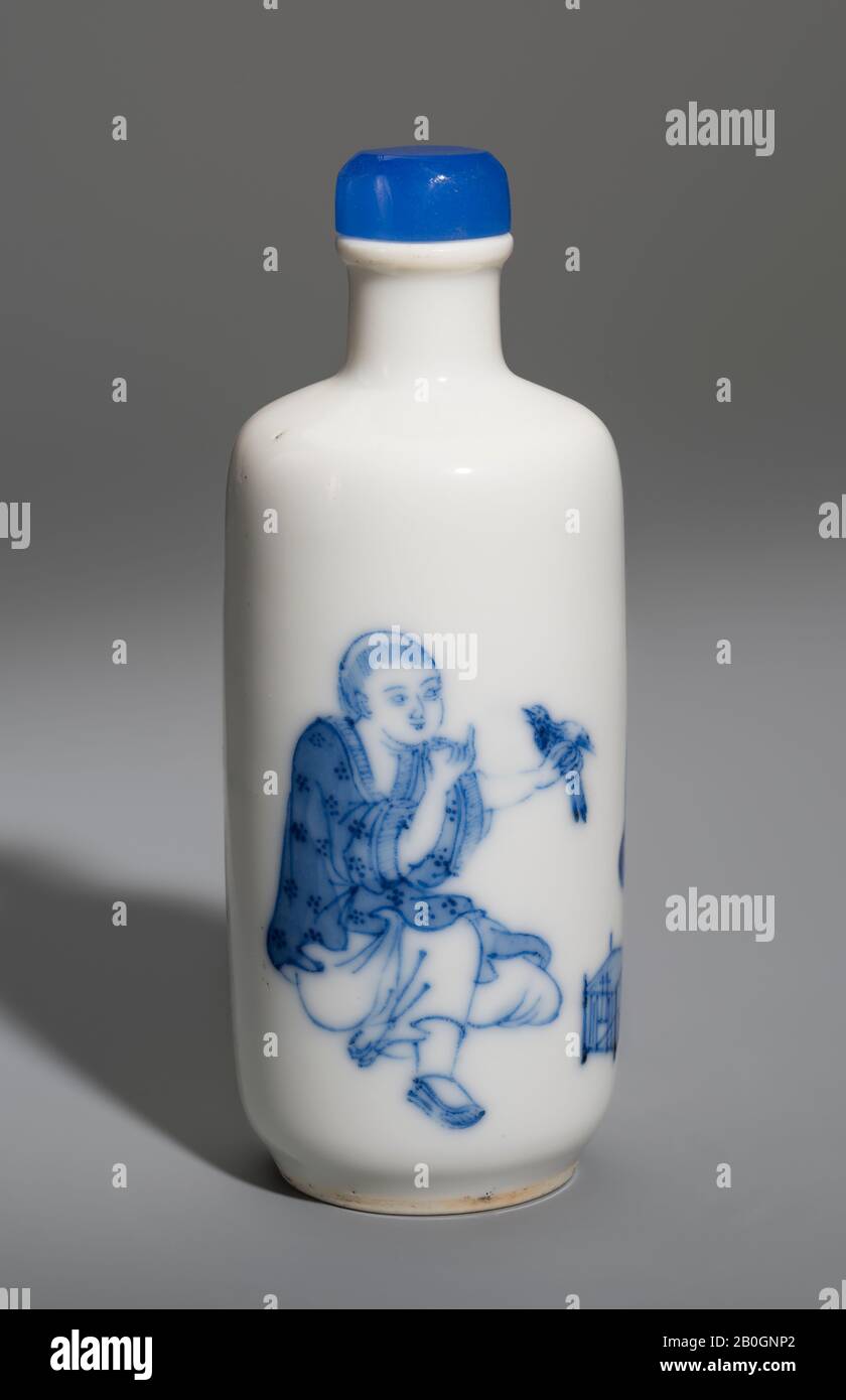 Chinese, Snuff Bottle, Porcelain, Height: 3 in. (7.6 cm Stock Photo