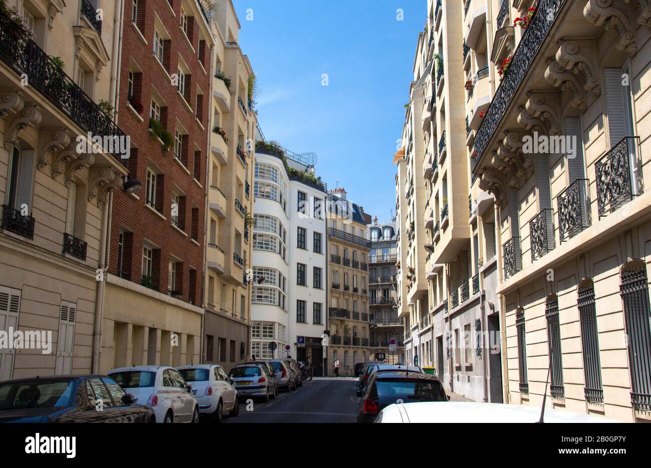 A quiet residential street Paris Stock Photo