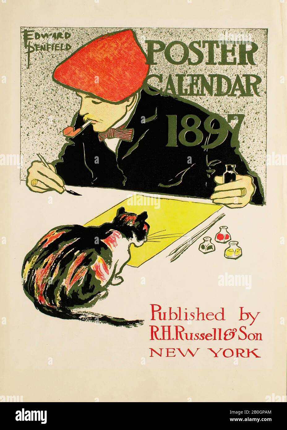 Edward Penfield, American, 1866-1925, Poster Calendar 1897, R. H. Russel & Son, Publisher, 1897, Zincograph on paper, sheet: 17 1/8 x 12 in. (43.5 x 30.5 cm Stock Photo