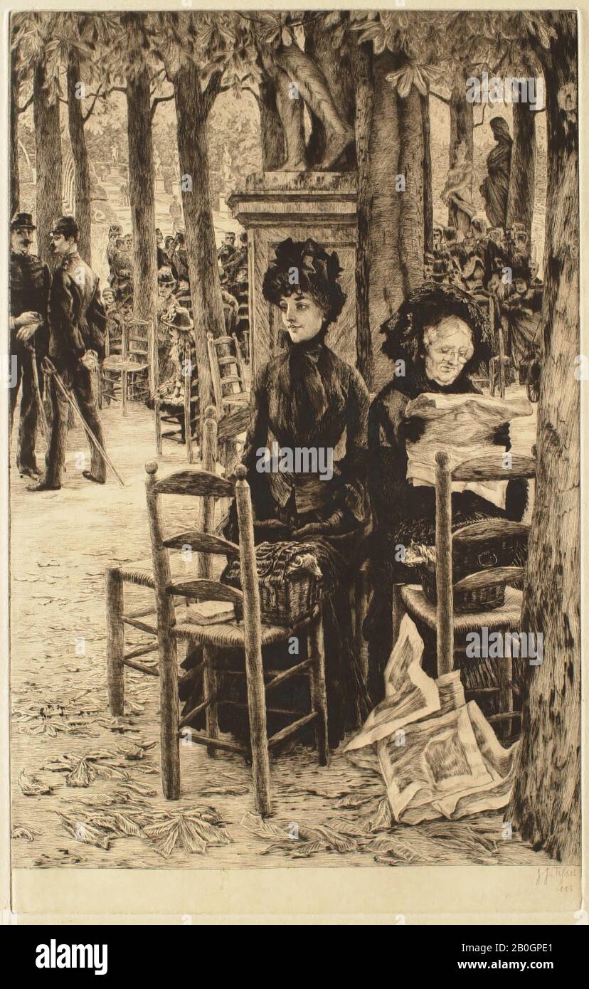 James Jacques Joseph Tissot, French, 1836–1902, Without a Dowry, 1885, Etching and drypoint on cream laid paper, plate: 15 3/4 x 9 15/16 in. (40 x 25.2 cm Stock Photo