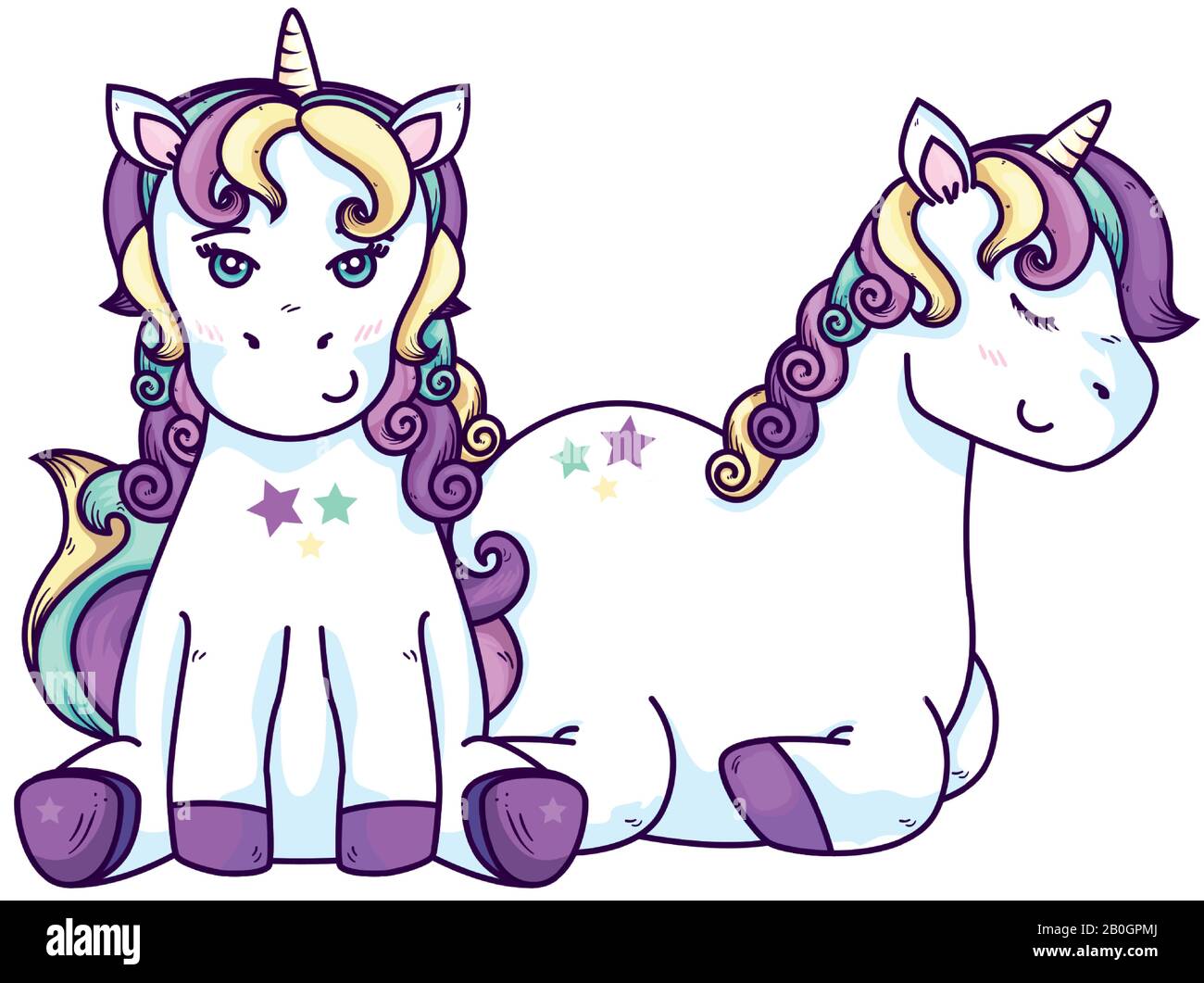 cute unicorns fantasy with stars decoration Stock Vector Image & Art ...