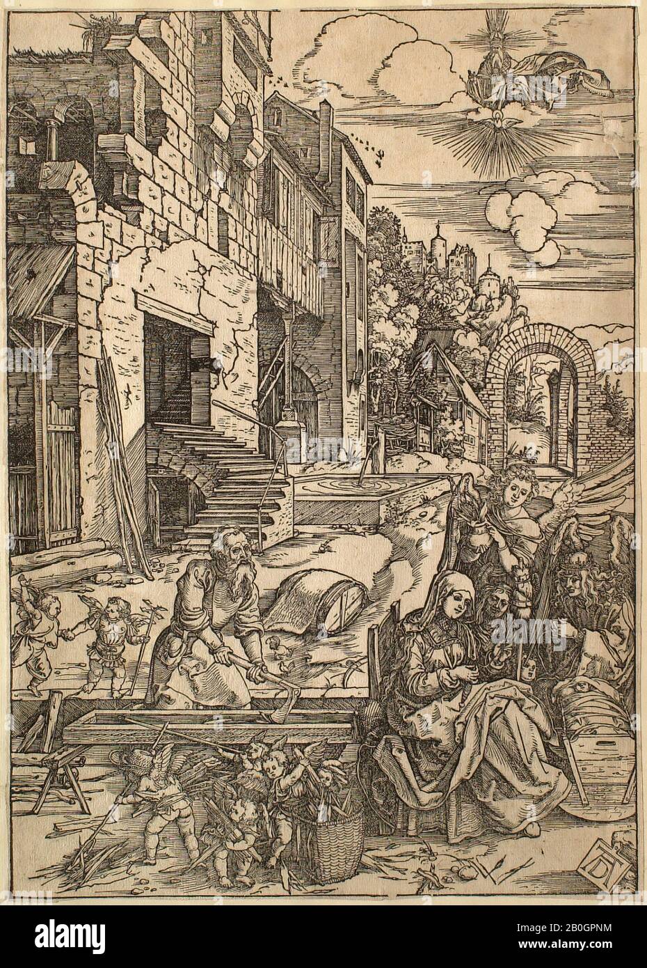 Albrecht Dürer, German, 1471–1528, The Life of the Virgin: The Sojourn of the Holy Family in Egypt, 1501–1502, Woodcut on paper, image: 11 9/16 x 8 3/16 in. (29.4 x 20.8 cm Stock Photo
