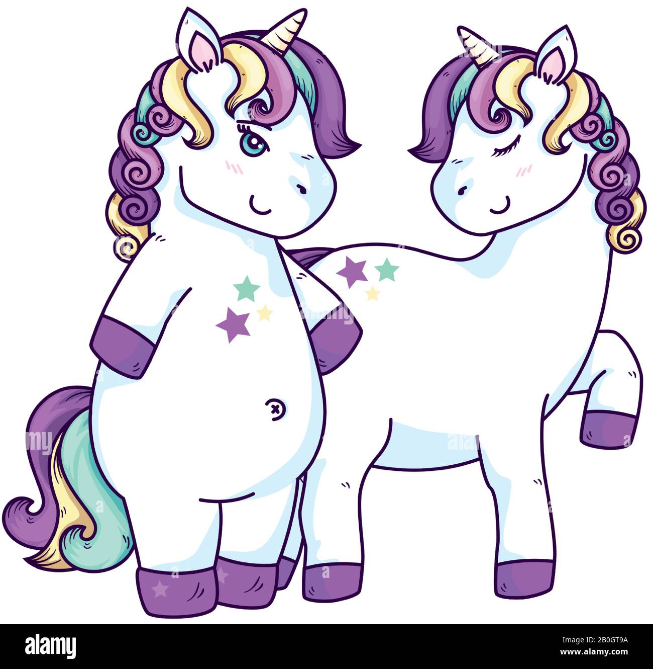 cute unicorns fantasy with stars decoration Stock Vector Image & Art ...