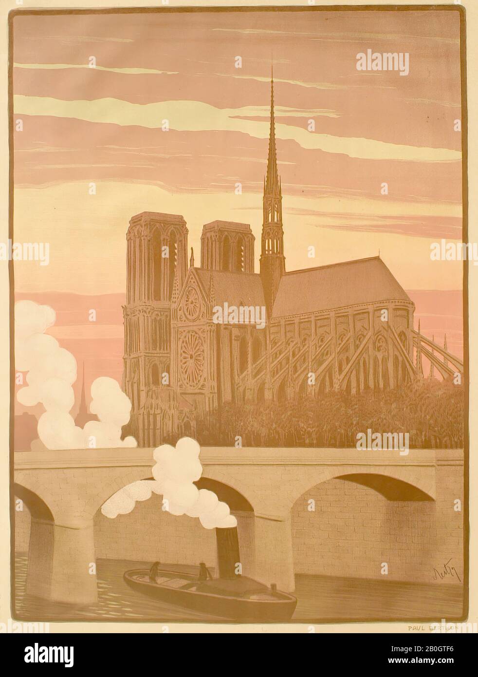 Paul Berthon, French, 1872–1909, The Apse of Notre Dame de Paris Seen from the Seine, 1900, Lithograph with three stones on paper, image: 22 5/16 x 16 1/2 in. (56.7 x 41.9 cm Stock Photo