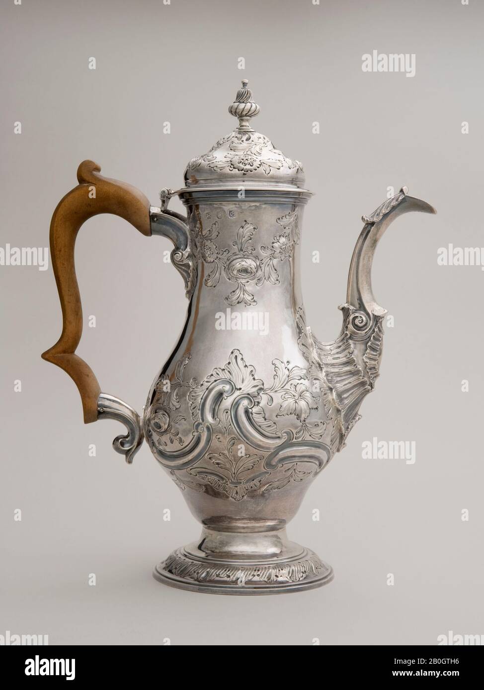 Arthur Annesley, English, mark entered 1758, Coffeepot, 1760/61, Silver and wood, base: 4 5/8 in. (11.7 cm Stock Photo