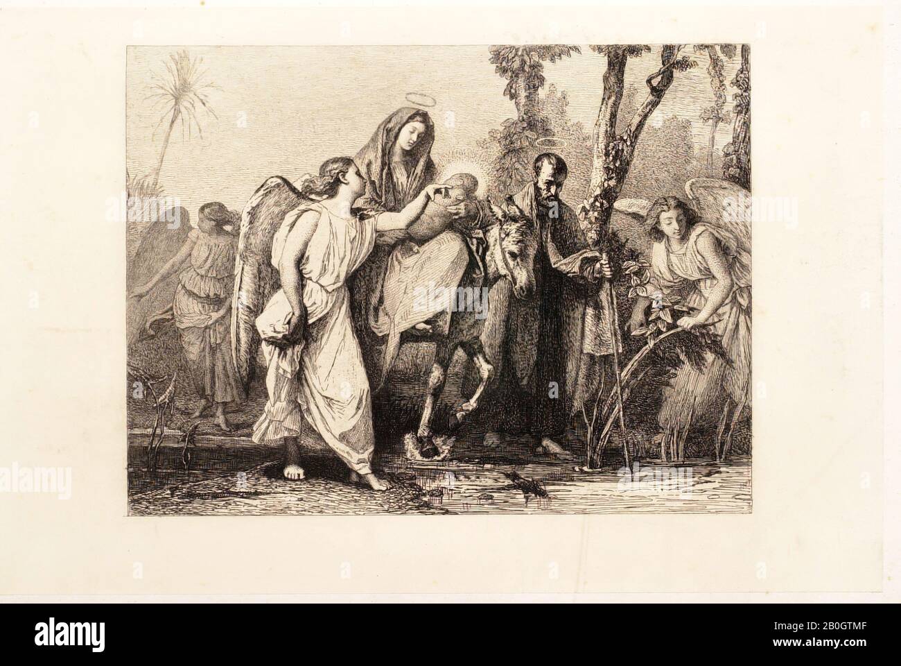 After Giovanni Domenico Tiepolo, Italian, 1727–1804, Flight into Egypt, 19th century, Etching on chine collé, image: 5 1/4 x 7 1/16 in. (13.4 x 18 cm Stock Photo