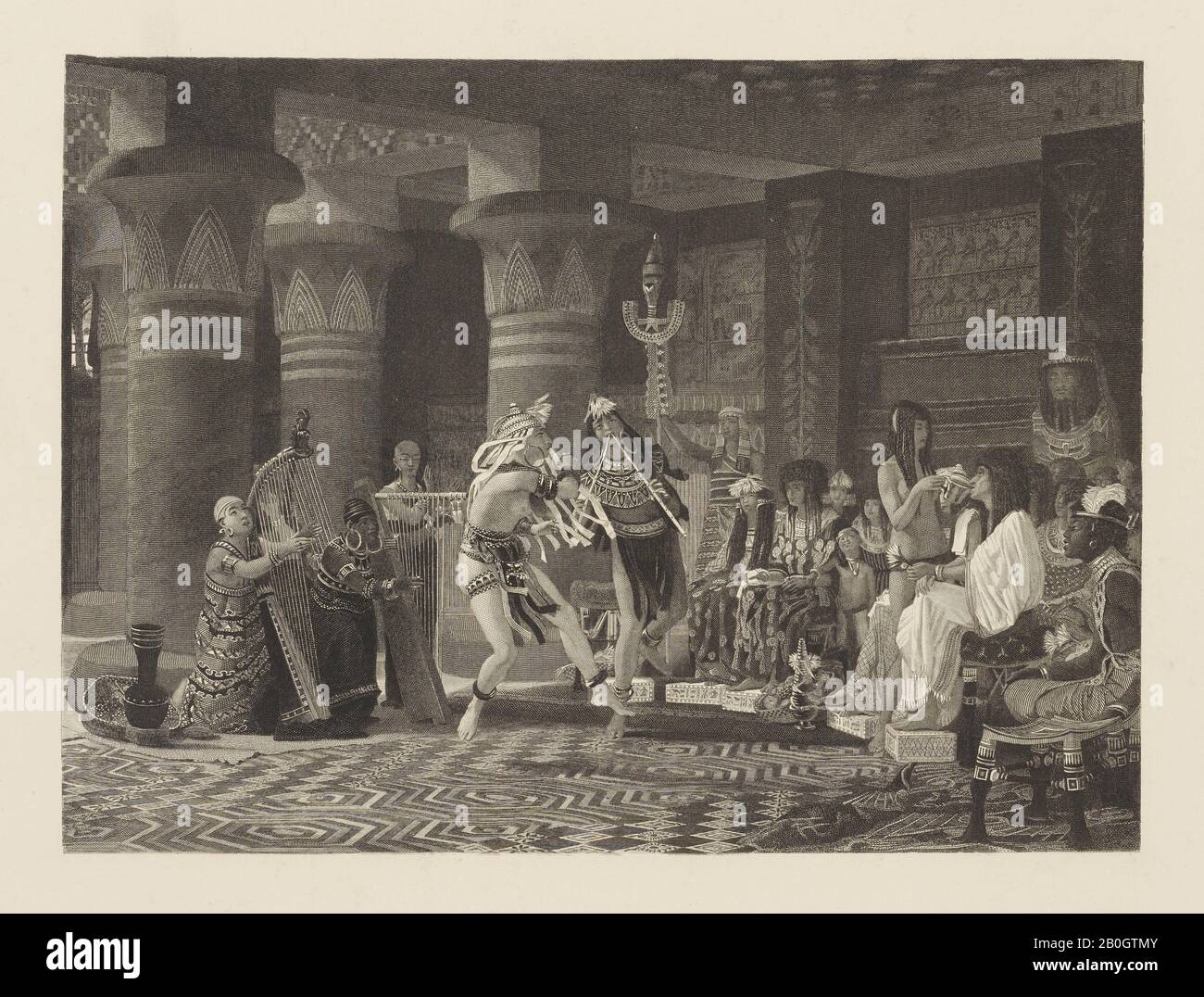 Unknown, Egyptian Court Scene, 19th century, Steel engraving on paper, image: 6 13/16 x 9 1/4 in. (17.3 x 23.5 cm Stock Photo