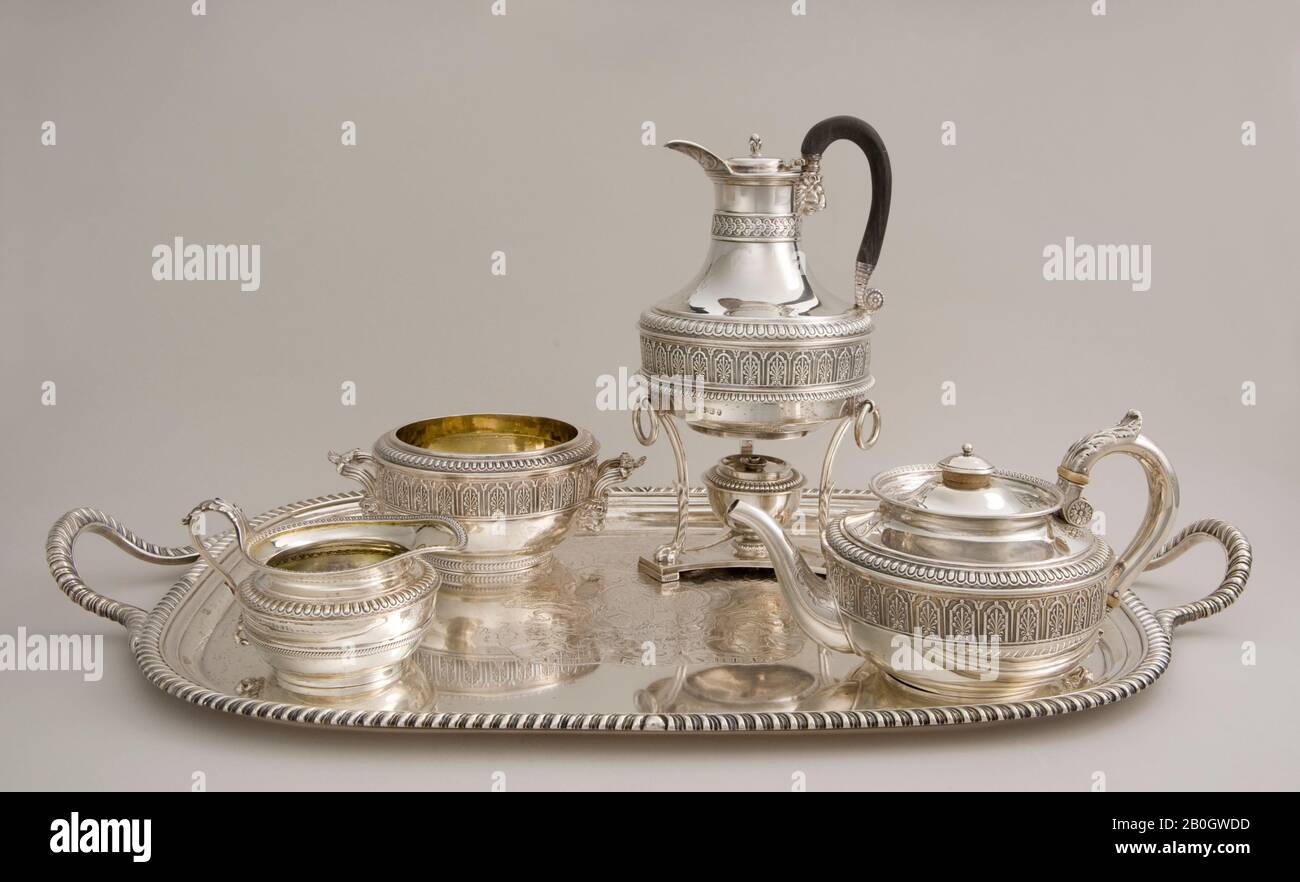 Paul Storr, English, 1771–1844, Assembled Tea Service, 1806/7, Silver and wood Stock Photo