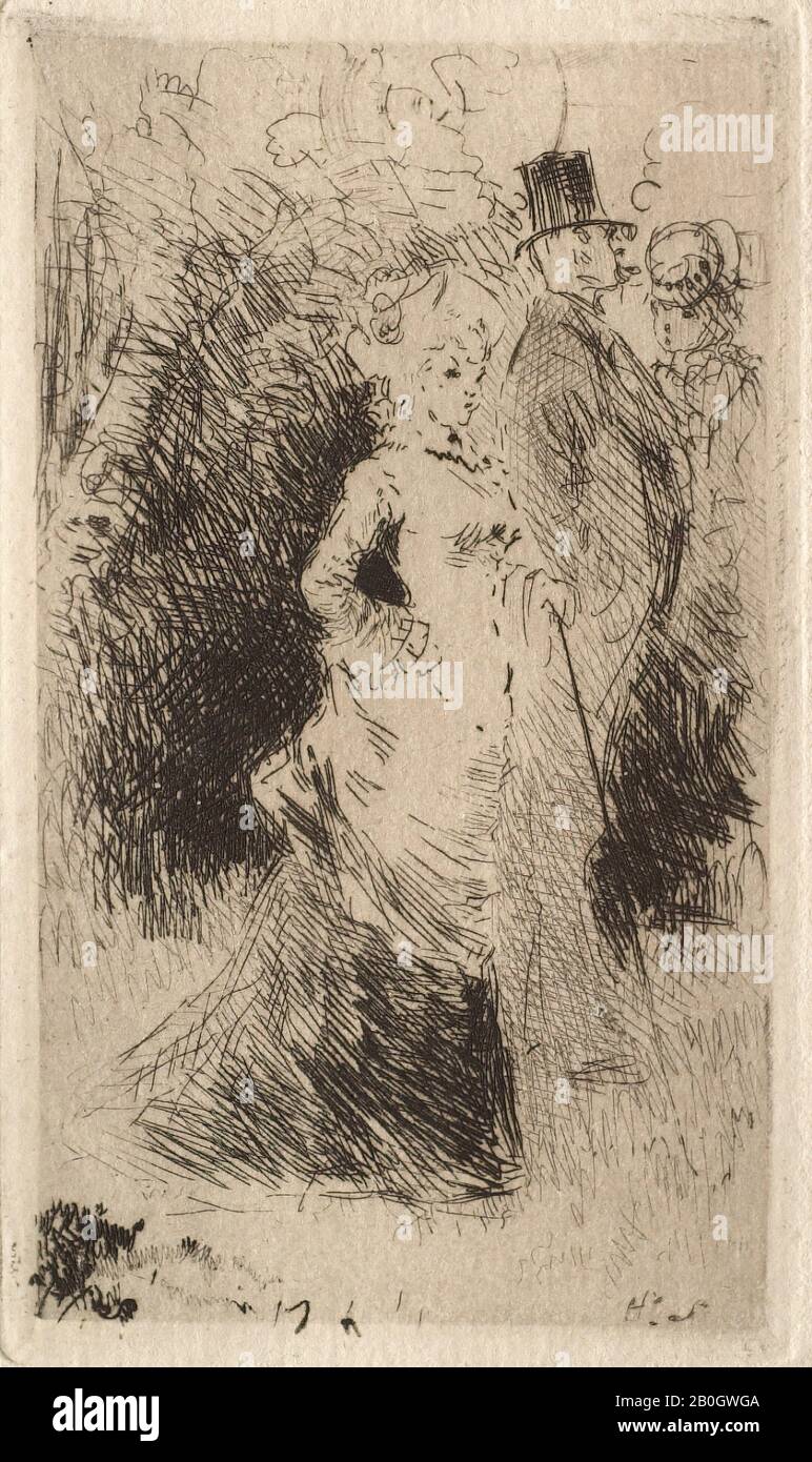 Henry Somm, French, 1844–1907, Couple en promenade, c. 1890, Etching on paper, image: 3 5/8 x 2 1/16 in. (9.2 x 5.3 cm Stock Photo