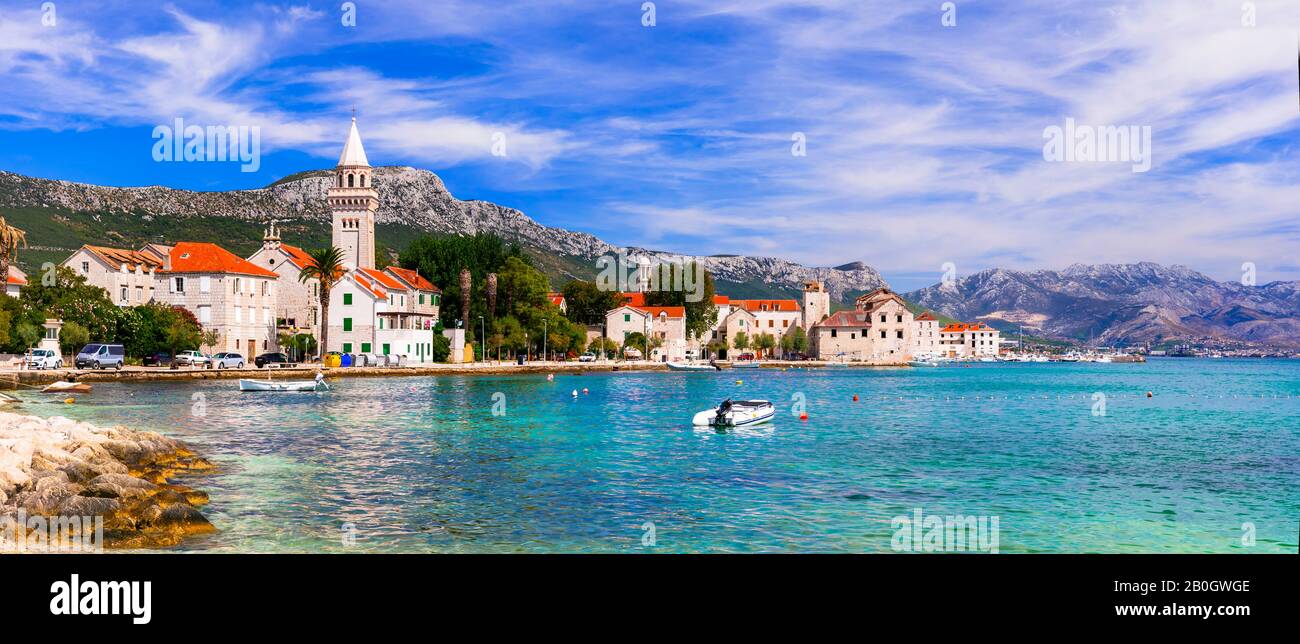 Beautiful Kastel Stafilic village,panoramic view,Dalmatia,Croatia. Stock Photo
