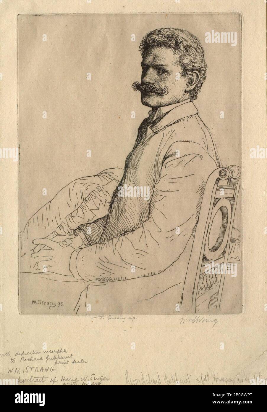 William Strang, Scottish, 1859–1921, Portrait of Hans W. Singer, 1895, Etching on laid paper, image: 7 15/16 x 5 15/16 in. (20.2 x 15.1 cm Stock Photo