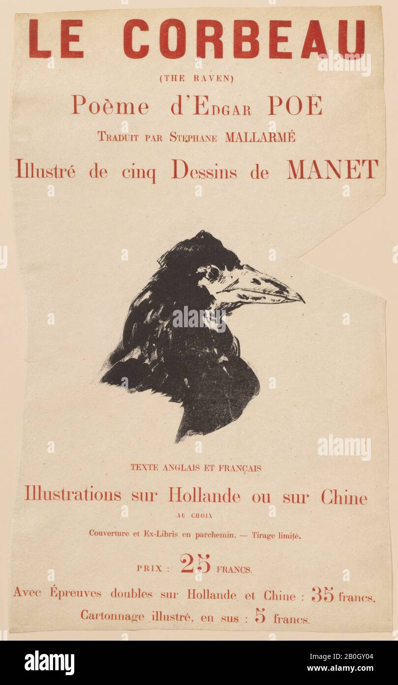 Édouard Manet, French, 1832–1883, Edgar Allan Poe, (American, 1809–1849), The Raven, 1875 Stock Photo