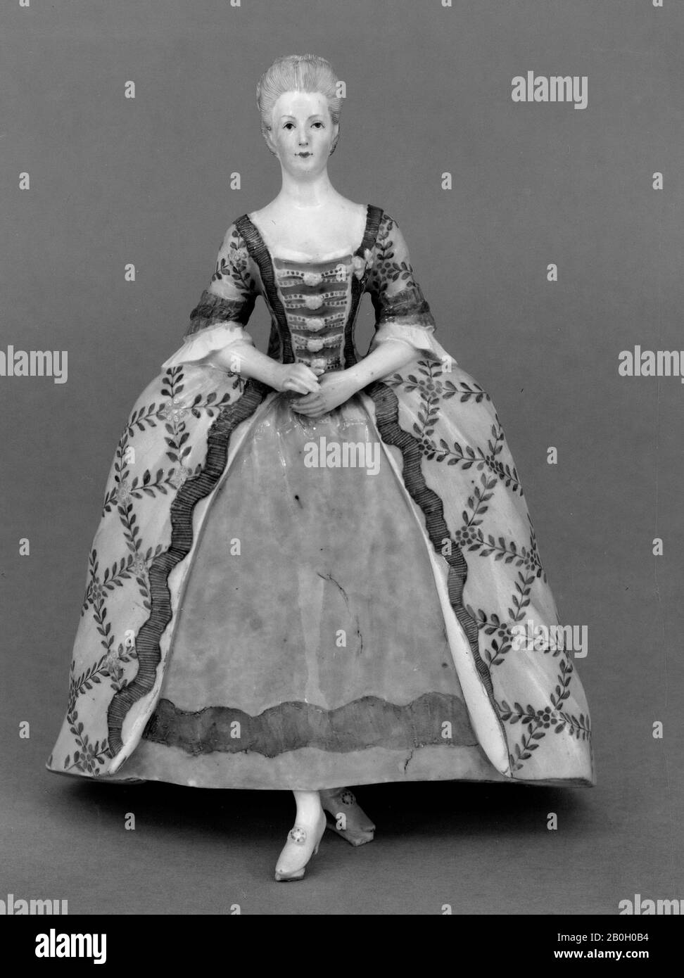 Unknown, Statuette: Court Lady, 19th Century, Hard-paste porcelain, Overall: 4 1/4 x 7 7/8 x 5 1/2 in. (10.8 x 20 x 14 cm Stock Photo