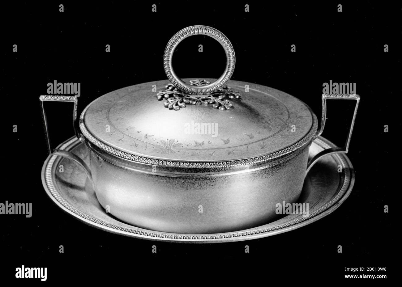 Jean-Nicolas Boulanger, French, master 1783, Dish and Cover with Plate, 1798–1809, Silver Stock Photo
