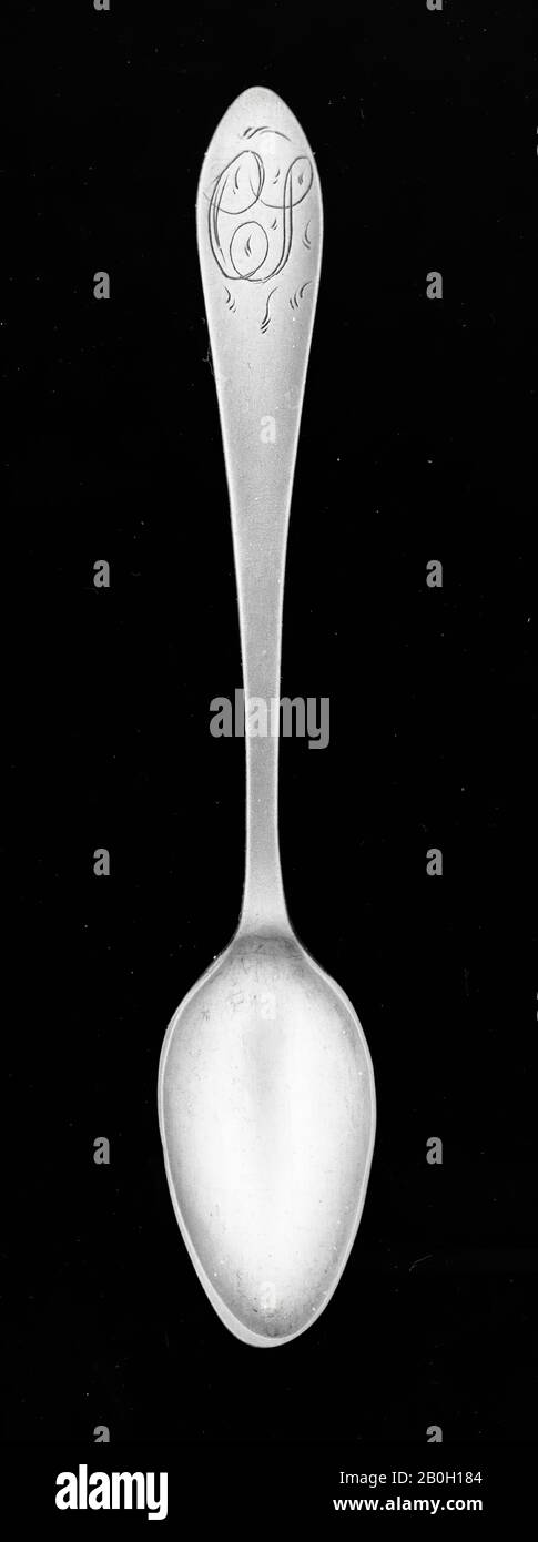 Maker's Mark LM, American, Tea Spoon, c. 1790, Silver, Overall: 4 7/16 in. (11.3 cm Stock Photo