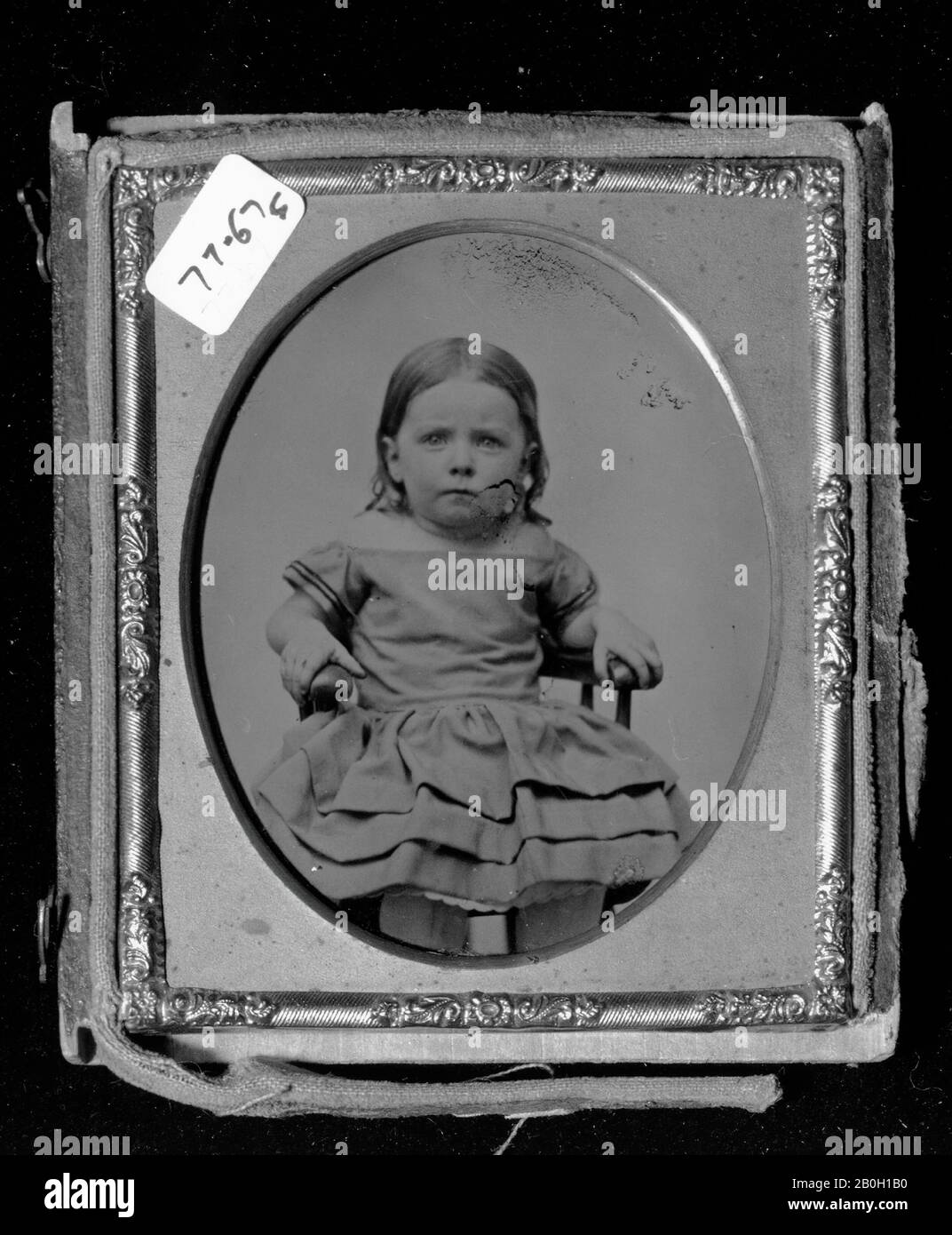 Unknown, Portrait of a Child, Ambrotype, Case: 3 5/16 x 2 13/16 in. (8.4 x 7.1 cm Stock Photo