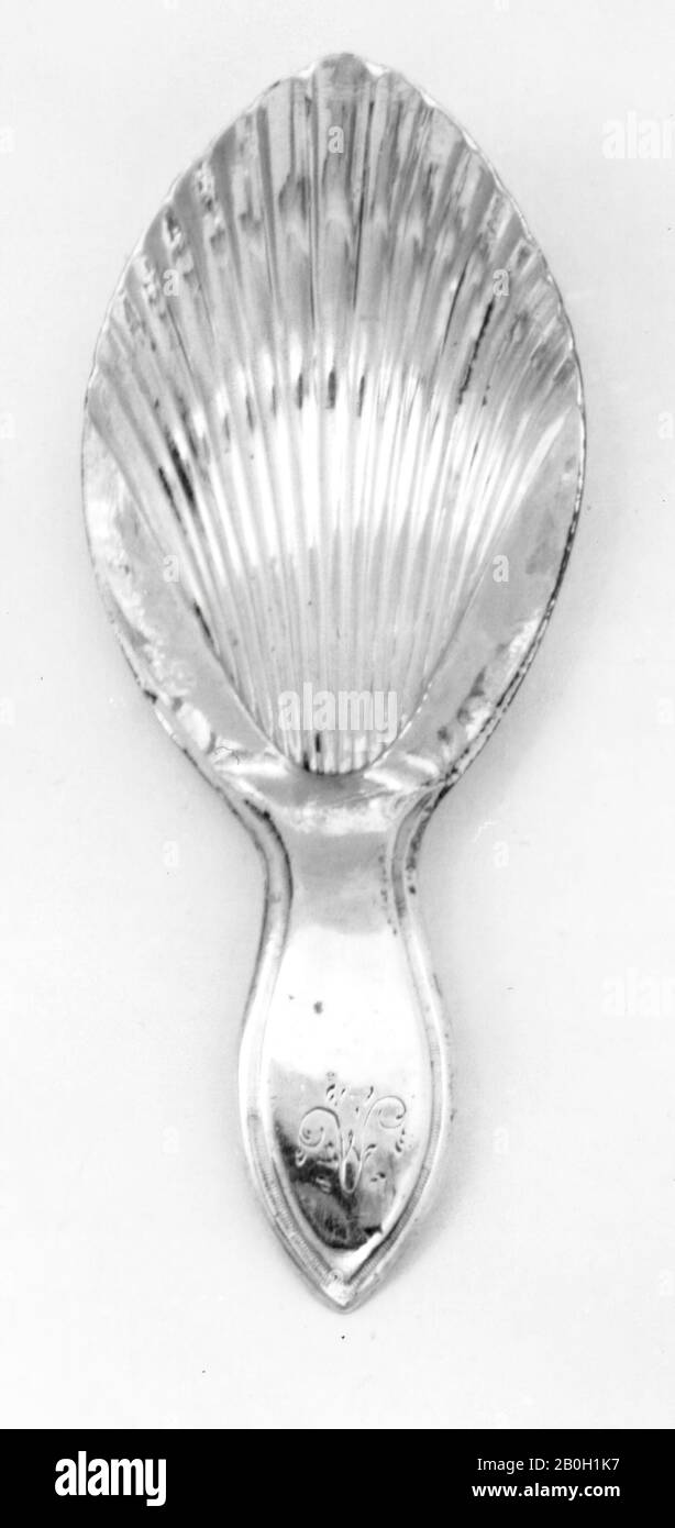 Nathaniel Smith & Co., English, first mark entered 1780, Caddy Spoon, 1795/96, Silver, Overall: 3 5/16 in. (8.4 cm Stock Photo