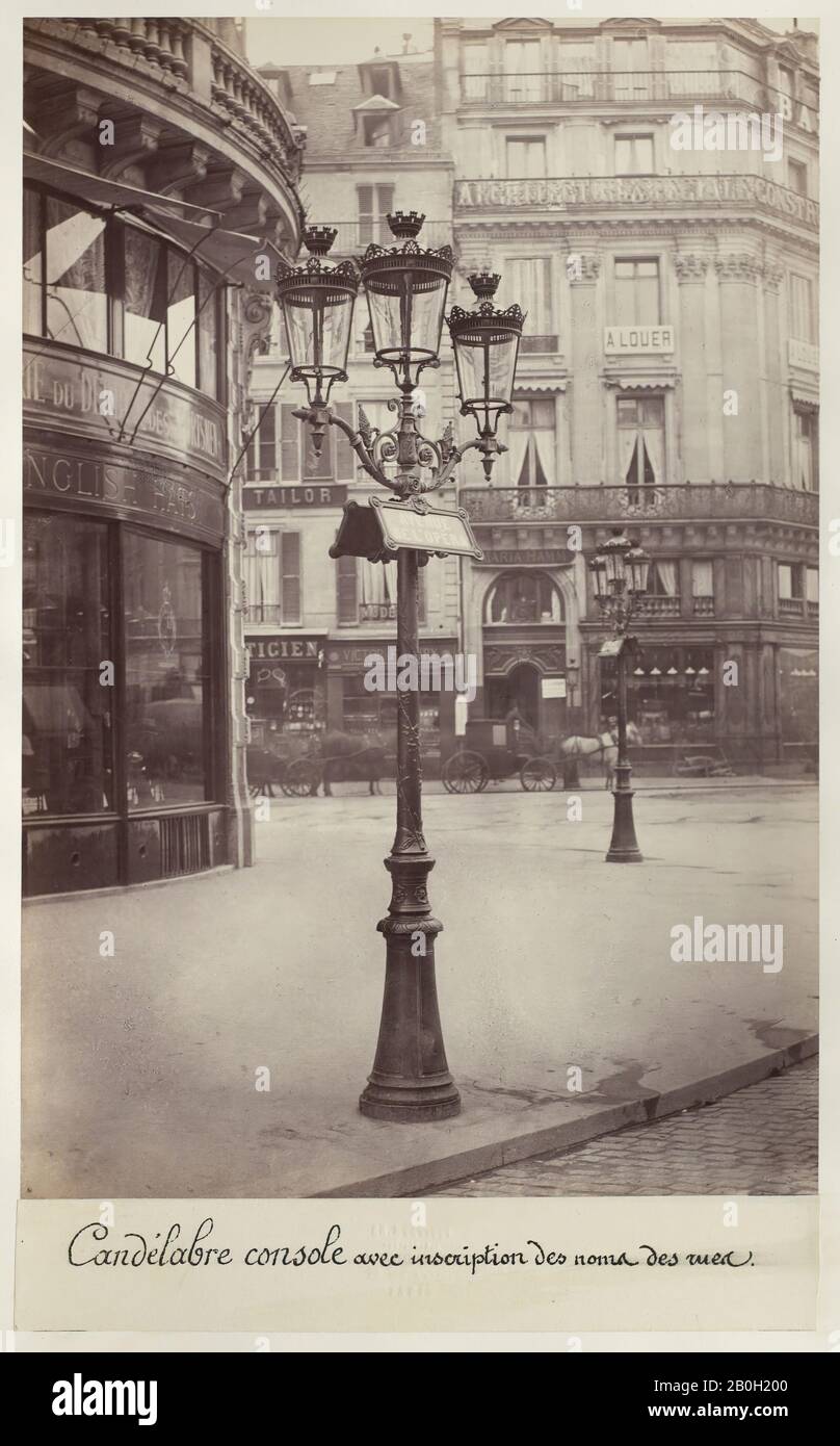 Charles Marville, French, 1816–1879, Candelabre console avec inscription des noms des rues, 1870s, Albumen print from wet-collodion-on-glass negative, Overall: 14 1/8 x 10 1/2 in. (35.9 x 26.7 cm Stock Photo