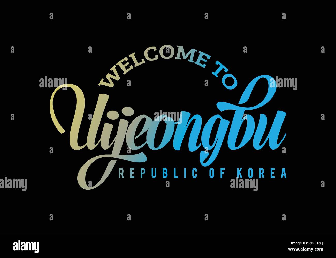 To Uijeongbu, Korea Word Text Creative Font Design Illustration, sign Stock