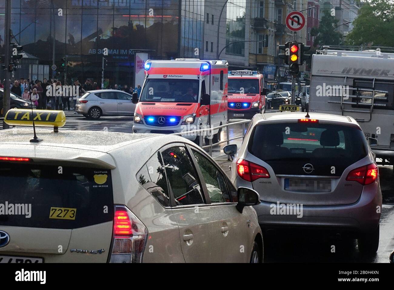 20.05.2019, Berlin, Berlin, Germany - Ambulance of the Malteser Hilfsdienst and emergency doctor of the Berlin fire brigade on duty. 00S190520D100CARO Stock Photo