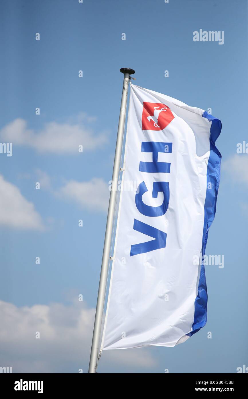 23.06.2019, Hannover, Lower Saxony, Germany - VGH Insurance's flag flies in the wind. 00S190623D341CAROEX.JPG [MODEL RELEASE: NO, PROPERTY RELEASE: NO Stock Photo
