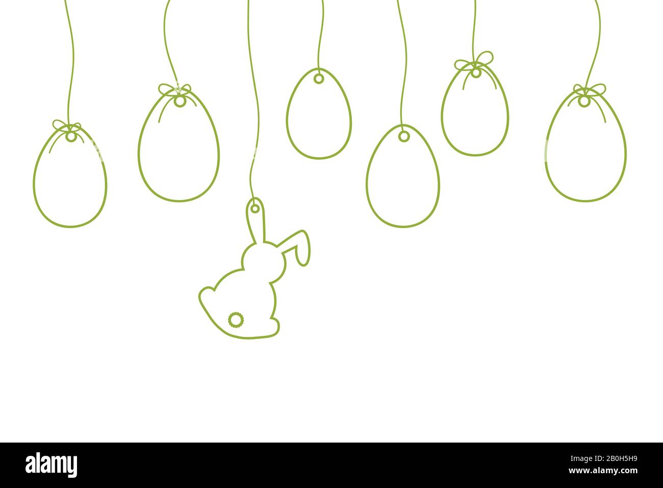 green hanging easter eggs and bunny decoration vector illustration EPS10 Stock Vector