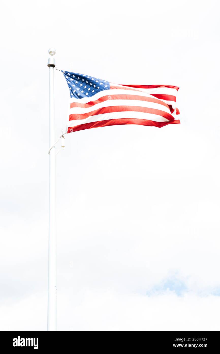 SD00149-00...SOUTH DAKOTA - Flag flying over the Minuteman Missile National Historic Site visitors center. Stock Photo